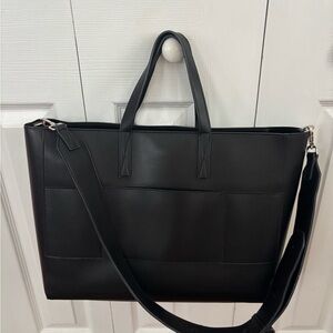 Calpak Black Leather Tote Work Bag